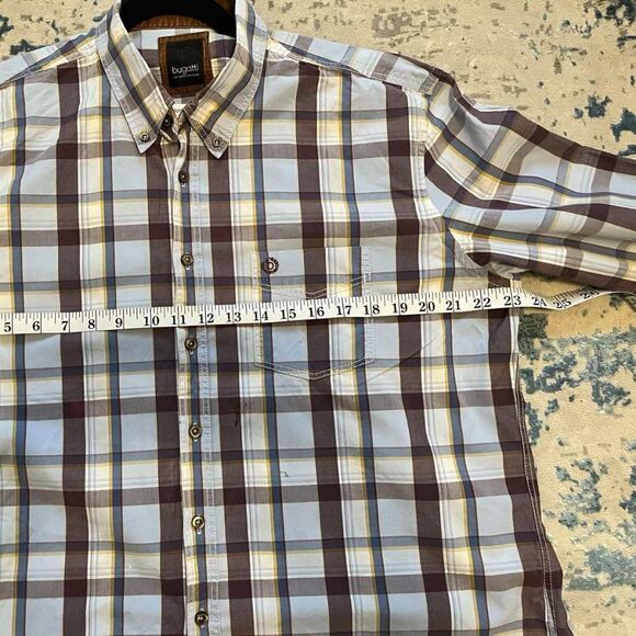 Bugatti Horst Marx Men's Long Sleeve Shirt in Brown/ Blue Checkered size XL - Picture 13 of 14